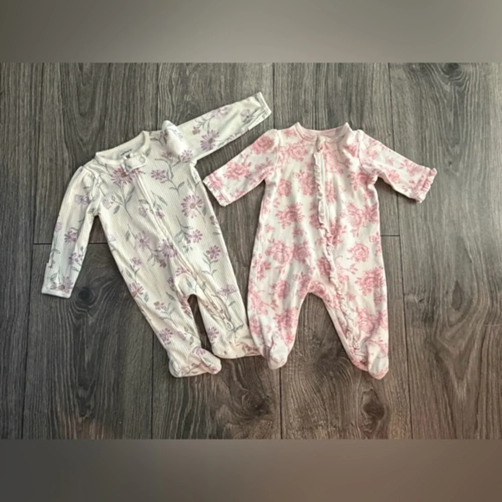 Little Me Pink & Purple Carter’s Floral 2 Pieces Set Size 3 M Zipper